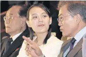  ??  ?? EVENING SCORES: South Korean President Moon Jae-in talks with Kim Yo-jong, North Korean leader Kim Jong-un’s sister in Seoul.