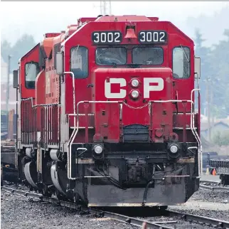  ?? DON MACKINNON/BLOOMBERG NEWS ?? In the third quarter, Canadian Pacific Railway Ltd., posted earnings of $347 million or $2.73 on an adjusted-earnings-per-share basis — an increase of seven per cent.