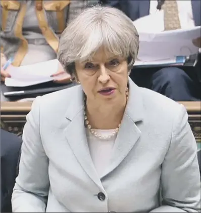  ?? PICTURE: PA WIRE. ?? NOT FOR TURNING: Prime Minister Theresa May is firmly against a second referendum saying it would betray the British people.