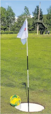  ??  ?? In the hole! Footgolf isn’t as easy as it looks