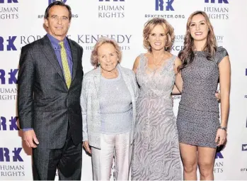  ??  ?? Family dynasty .... Former President John F Kennedy pictured with brothers Bobby and Ted; Robert Junior with his mother Ethel, Kerry Kennedy, and Mariah Kennedy Cuomo; Bobby and Ted comfort widow Jackie as John Jr gives that famous salute at his dad’s funeral