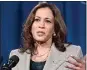  ?? JACQUELYN MARTIN / AP ?? Vice President Kamala Harris announces the cancellati­on of all federal student loans borrowed to attend Corinthian Colleges Thursday at the Department of Education in Washington.