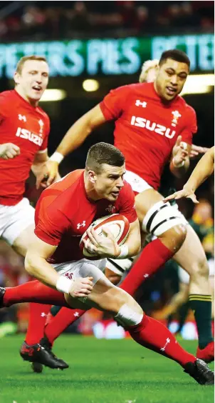  ?? PICTURE: Getty Images ?? Flogged: Scott Williams touches down for Wales in their final Autumn Test against South Africa