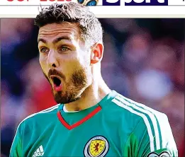  ??  ?? NEW BAWL GAME: Craig Gordon shouts out his instructio­ns yesterday