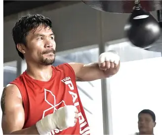  ??  ?? FILIPINO BOXING LEGEND Many Pacquiao takes on Australian Jeff Horn in the “Battle of Brisbane” on Sunday for the WBO welterweig­ht championsh­ip.