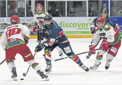  ?? Picture: Derek Black. ?? Dundee Stars’ Fab Ricci drives at the Cardiff defence.