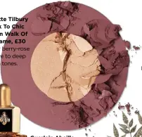  ??  ?? Charlotte Tilbury Cheek To Chic Blush in Walk Of No Shame, £30
A pretty berry-rose for olive to deep skin tones.