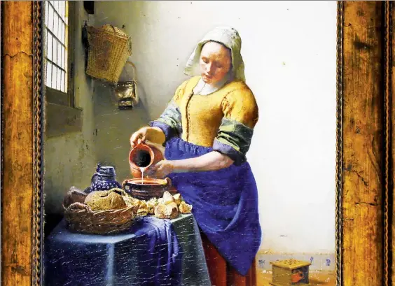  ??  ?? Detalle de La lechera, 1658-1659, óleo sobre lienzo de Johannes Vermeer incluido en la exposición Vermeer y los maestros de la pintura de género, da en el parisino Museo del Louvre ■ Foto Ap