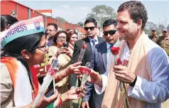  ?? PHOTO: PTI ?? Congress President Rahul Gandhi interacts with party workers in Dehradun where he launched his party’s campaign for the Lok Sabha polls on Saturday