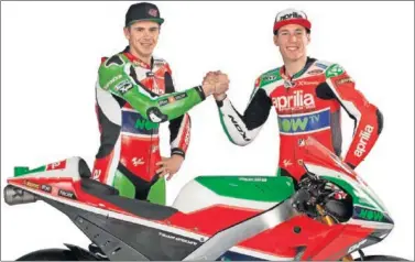  ??  ?? COMPAÑEROS DE BOX. El británico Scott Redding será el otro piloto de Aprilia junto a Aleix Espargaró.