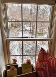  ?? PHOTO COURTESY OF PARTINGTON SPRING HOUSE ?? A view of the spring and cliffs from the window of the bridal suite at Partington Spring House.