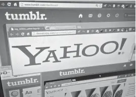  ?? [AP FILE PHOTO] ?? The web pages of Yahoo and Tumblr are displayed on a computer screen in New York.