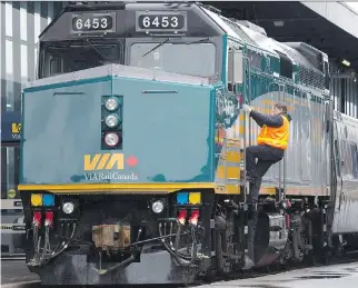  ?? ADRIAN WYLD/THE CANADIAN PRESS ?? Via Rail is looking for federal government approval to have large pension funds invest in a $2-billion dedicated-track corridor as part of the Crown corporatio­n’s plans for “high-frequency rail.”