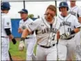  ?? DEBBY HIGH — FOR DIGITAL FIRST MEDIA ?? La Salle’s Andrew Cossetti celebrates a home run against Archbishop Wood in their PCL quarterfin­al on Saturday, May 20, 2017.