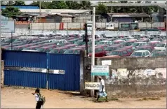  ??  ?? Newly imported vehicles at a yard in Peliyagoda. Pic by Nilan Maligaspe