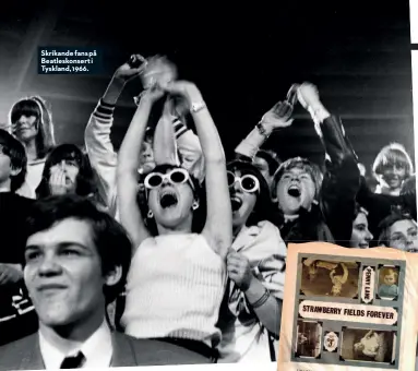  ??  ?? Skrikande fans på Beatleskon­sert i Tyskland, 1966.