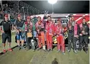  ?? PETER PALTRIDGE/GO SLIDEWAYS PHOTOGRAHY ?? The victorious Panthers, from left, Shane Penn, Scott Miers, Peter Bengston, Jack Miers, Jordan Dare, Wayne Hemi, William Humphries and Bryn Liddell.