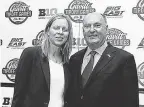  ?? AP ?? The Big East’s Val Ackerman and Big Ten’s Jim Delany eyed MSG as a longterm league tournament site.