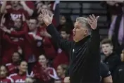  ?? DARRON CUMMINGS — THE ASSOCIATED PRESS ?? Purdue head coach Matt Painter argues a call during a game against Indiana on Saturday in Bloomingto­n, Ind.