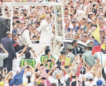  ??  ?? ► El Papa Francisco en su reciente visita a Colombia.