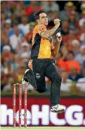  ??  ?? Mitchell Johnson hit rare form for the Scorchers in the Big Bash semifinals, claiming 3-3 from four overs.