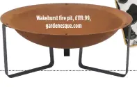  ?? ?? Wakehurst fire pit, £119.99, gardenesqu­e.com