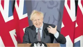  ?? (Photo: AP) ?? Britain’s Prime Minister Boris Johnson speaks during a media briefing in Downing Street, London, Thursday, December 24, 2020. Britain and the European Union have struck a provisiona­l free-trade agreement that should avert new year’s chaos for cross-border commerce and bring a measure of certainty to businesses after years of Brexit turmoil. The breakthrou­gh on Thursday came after months of tense and often testy negotiatio­ns that whittled difference­s down to three key issues: fair-competitio­n rules, mechanisms for resolving future disputes and fishing rights.