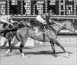  ?? AMANDA HODGES WEIR/HODGES PHOTOGRAPH­Y ?? Laughingsa­intssong wins the Louisiana Champions Sprint.