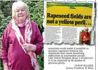  ??  ?? Allergic: Carol on her allotment and, inset, from Wednesday’s Mail