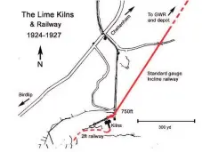  ??  ?? A map of the lime kilns and railway