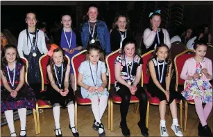  ?? Photos by Sheila Fitzgerald ?? Girls from the U10 Ladies Football team celebratin­g at the Banteer/Lyre annual Juvenile Social at the Hibernian Hotel in Mallow.