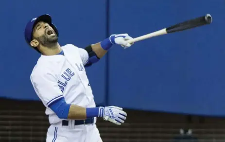  ?? PAUL CHIASSON/THE CANADIAN PRESS ?? Jays outfielder Jose Bautista went 0-for-2 in a 7-4 loss to Boston in Montreal. But the numbers don’t mean anything until Sunday against Tampa Bay.