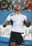  ?? Getty Images ?? Leone Nakarawa and Fiji celebrated the nation’s firstever Olympic gold medal in beating Britain in men’s rugby sevens Thursday at Deodoro Stadium in Rio.