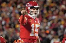  ?? ED ZURGA/AP ?? Quarterbac­k Patrick Mahomes set career bests for yards passing with 5,250 this season, led the league with 41 touchdown passes and helped the Chiefs win a seventh consecutiv­e AFC West title.