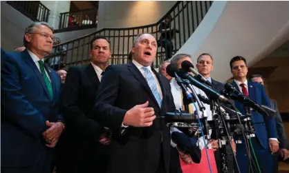 ??  ?? Steve Scalise and two dozen other Republican lawmakers stormed into the room used by the House impeachmen­t inquiry into Donald Trump at the US Capitol. Photograph: Jim Lo Scalzo/EPA