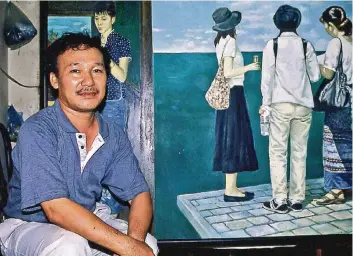  ?? FOTO: SIGRID MÖLCK-DEL GIUDICE ?? Ngo Dong malt gern Frauen in pastellfar­benen Tönen, die hoffnungsv­oll in die Zukunft schauen.