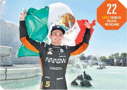  ??  ?? El mexicano es el primero de la serie IndyCar en ganar en dos ocasiones en la actual temporada.
22 AñOS TIENE EL PILOTO MEXICANO