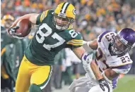  ?? MARK HOFFMAN / MILWAUKEE JOURNAL SENTINEL ?? Receiver Jordy Nelson, who was released by the Green Bay Packers on Tuesday, had 53 for 482 yards and six touchdowns last season.