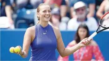  ?? — Reuters ?? Czech Republic’s Petra Kvitova celebrates victory over Czech Republic’s Tereza Smitkova in the first round.