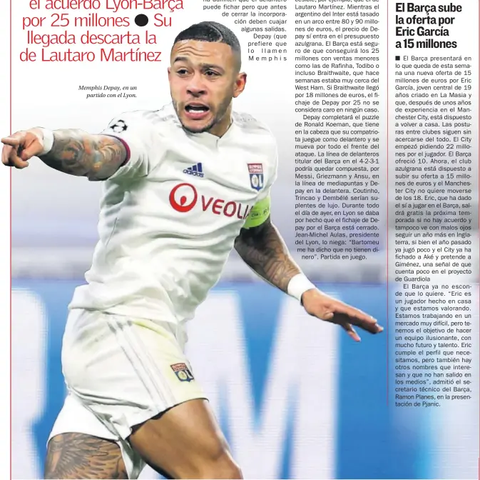  ??  ?? Memphis Depay, en un
partido con el Lyon.