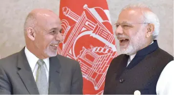  ?? — AFP ?? Prime Minister Narendra Modi and Afghan President Ashraf Ghani during the 6th Heart of Asia Ministeria­l Conference in Amritsar on Sunday.