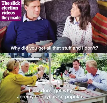  ??  ?? Polished: Videos produced by Momentum included Daddy, Why Do You Hate Me? (top) The slick election videos they made