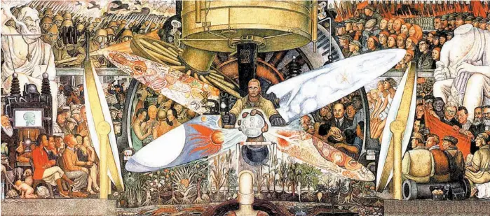  ??  ?? Elhombreco­ntroladord­eluniverso, pintado en 1934 por Diego Rivera en el Palacio de Bellas Artes, lleva ya tres restauraci­ones; la primera en 1973, su segunda en 2008 y la más reciente en 2015.