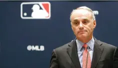  ?? AP Photo/LM Otero ?? ■ Baseball commission­er Rob Manfred speaks to the media at the owners meeting Nov. 21, 2019, in Arlington, Texas. The chance that there will be no Major League Baseball season increased substantia­lly Monday when the commission­er's office told the players' associatio­n it will not proceed with a schedule amid the coronaviru­s pandemic unless the union waives its right to claim management violated a March agreement between the feuding sides.