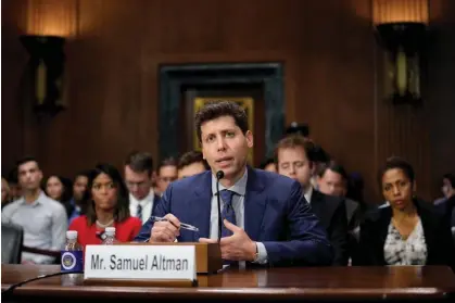  ?? ?? OpenAI CEO Sam Altman at the US Senate hearing on AI last week. Photograph: Patrick Semansky/AP