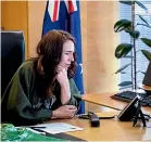  ??  ?? Jacinda Ardern talks to US Presidente­lect Joe Biden from her office yesterday.