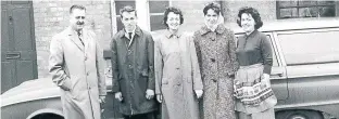  ??  ?? Pictured from left to right are Bruce, (Jim’s uncle) Robert, (Jim’s cousin) Audrey (Jim’s auntie), Susan (Jim’s sister) and Joyce (Jim’s mother) at the Shepshed railway station house on April 19, 1963. Photo sent in by Looking Back reader Jim Matthews.