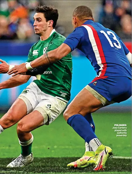  ?? ?? POLISHED: Joey Carbery played with authority yesterday