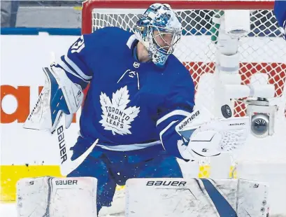  ?? RICK MADONIK TORONTO STAR FILE PHOTO ?? Frederik Andersen has faced another heavy workload, but the defence has allowed the seventh-fewest shots per game this season.