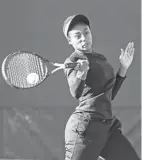  ?? JOHN HULKENBERG/THISWEEK ?? Columbus Academy’s Sydni Ratliff hits a shot against Ava Mcquillin of Toledo Central Catholic during the state tournament on Oct. 18, 2019.